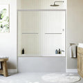 56"-60" Adjustable Width Double Sliding Shower Door - Semi-Frameless Bathtub Enclosure with Tempered Glass, Brushed Nickel Aluminum Frame, Easy DIY Installation for Standard Tubs