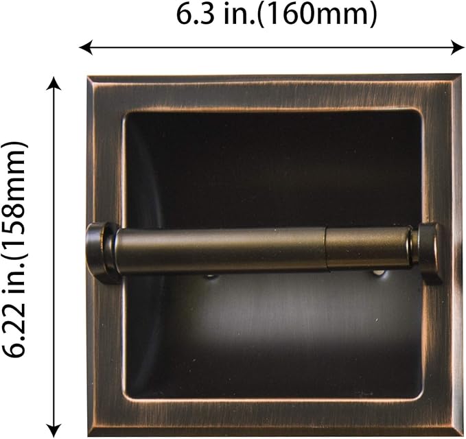 SENTO Recessed Oil Rubbed Bronze Toilet Paper Holder, Wall Mounted Heavy Duty Metal Toilet Paper Roll Holder with Rear Mounting Bracket, in Wall, Easy Installation, Oil-Rubbed Bronze