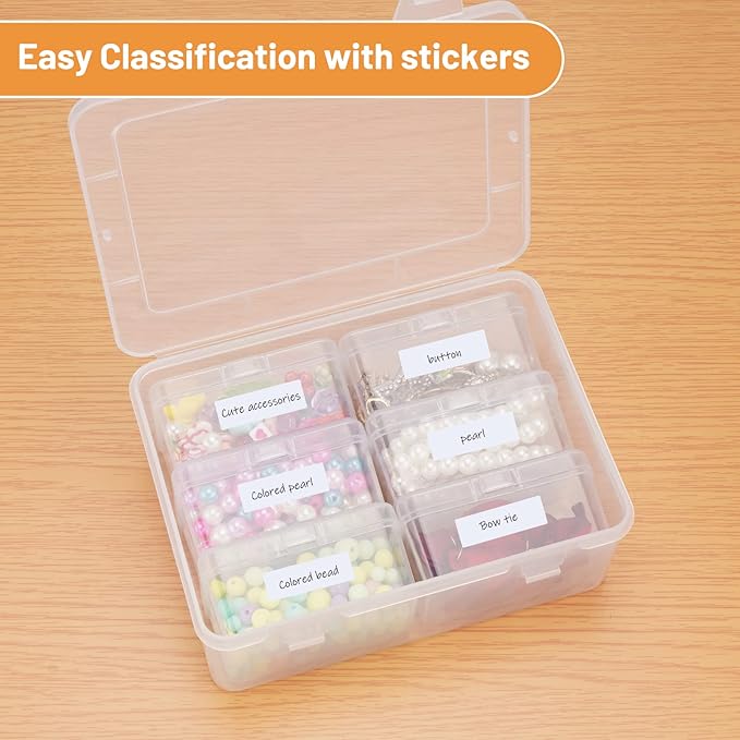 Mathtoxyz Small Bead Organizers and Storage, Clear Storage Containers Rectangle Bead Holder Plastic Cases Transparent Boxes for Nail DIY Craft Making Jewelry Battery Screw