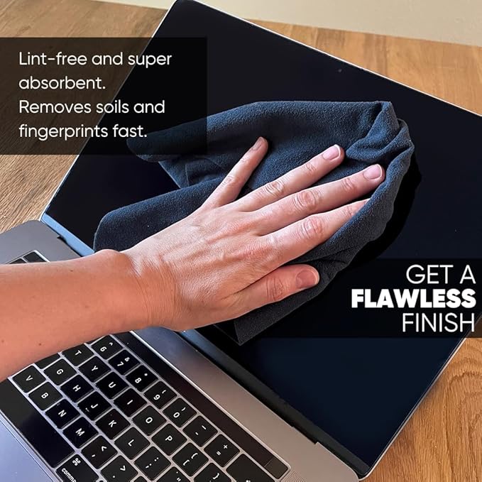 Premium Lens Screen Cleaning Cloth by Microfiber Wholesale | Black | 8”x8” | 10pk | Soft Microfiber Suede | Compact Size Reusable | No Lint Scratch-Free Durable | Lenses Screens iPads
