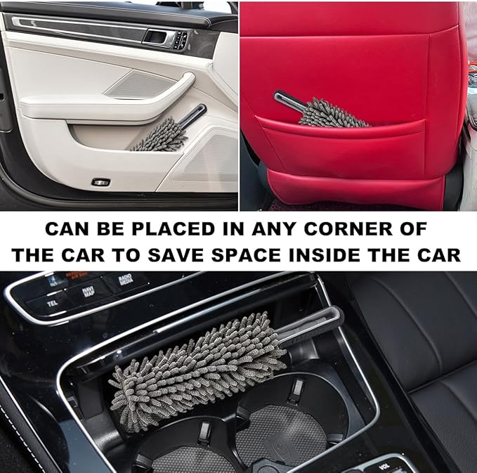Car Duster Interior - Lint-Free Microfiber Cleaning With Comfortable Handle, Reusable & Washable for Auto Exterior Interior Home Office, Car Accessories