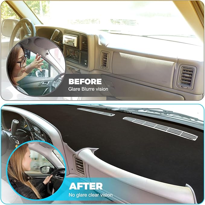 GZSH Dash Cover Mat fit for GMC Sierra/Chevy Silverado 1500 2500 3500 HD 1999-2006 ，GMC Yukon/Yukon XL/Chevy Suburban/Tahoe Avalanche 2000-2006 with Dust Brush |Easy to Install| |Full Cover|
