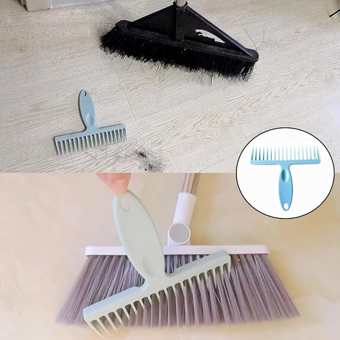 2 Pack Broom Cleaning Tool Hair Removal Comb Cleaner for One Sweep Broom Commercial Dust Mop Floor Sweeper Stand Up Broom Upright Dustpan Combo Set Removing Hair Dust on Brooms