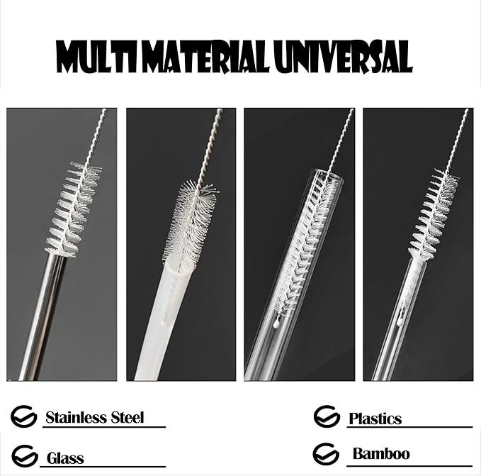 Straw Cleaner Brush Long 10 Inch, Straw Cleaner of Bristles Diameter 10 mm, Reusable Stainless Steel Nylon Straw brush can be used to Clean Stanley Mug, Sippy Cups, Baby Bottles,Coffee Machine (6 PCS)