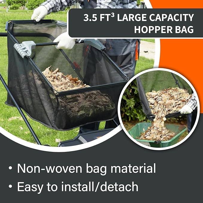 Hand Push Lawn Sweeper, 21" Sweeping Width Floor Sweeper Manual Non-Electric, 3.5 cu. ft. Large Mesh Collection Hopper Bag, 2 Spinning Brushes for Walkway, Yard, Garage, Patio (21")