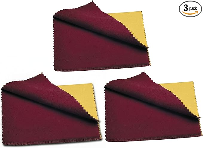 Cadie Silver Polishing Rouge Cloth - 100% Treated Cotton Polishing Cleaning Cloth For Gold Jewelries Platinum and Silverware - Reusable Rouge Cloths Restore Shines | 10 x 12 Inches - 3 Pack