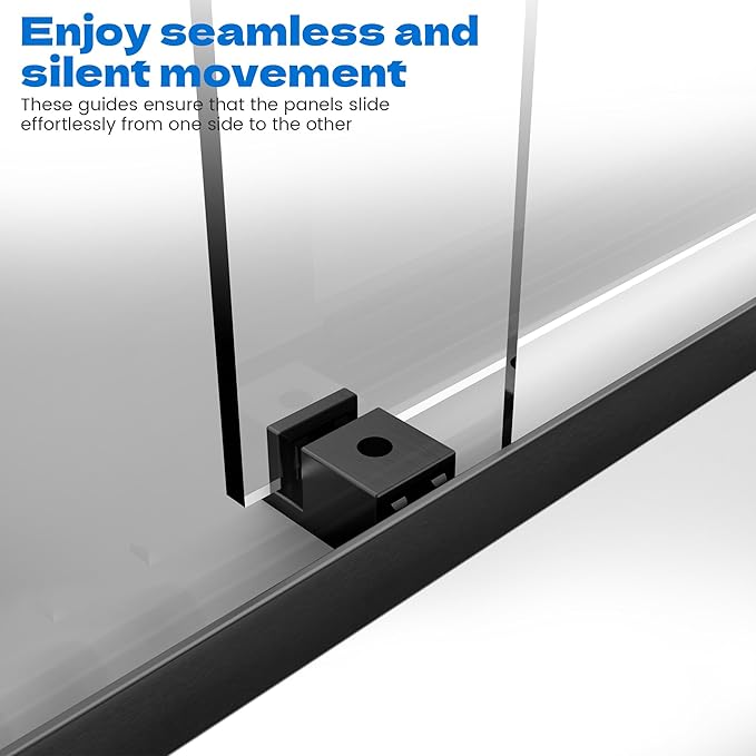 Sliding Shower Door, 44-48" W x 76" H Semi-Frameless Double Sliding Glass Shower Door with 5/16'' (8mm) Clear ASNI SGCC Tempered Glass, Bypass Shower Enclosure, Matte Black