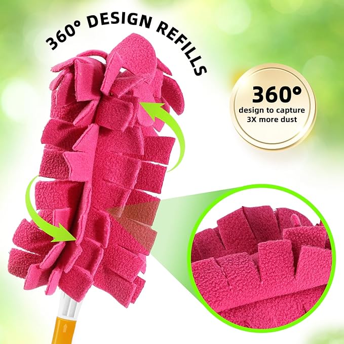 Reusable Duster Refill Compitable with Swiffer Duster - Washable Heavy Duty Dusters Refills 360 for Swiffer Duster Handle & Super Extender Handle, 4 Pack
