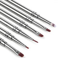 6Pcs Acrylic Nail Brushes, Nails Art Clean Up Brushes Metal Nail Polish Remover Brush Omnipotent Grid Dyeing Flat Oval Fine Angled Gel Brush for Gel Dilution, Halo Dyeing, Watercolor