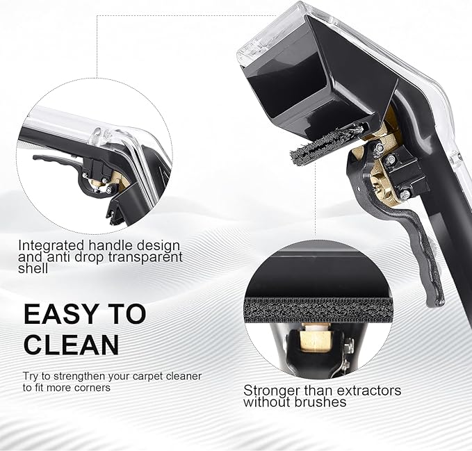 Extractor Hand Tool for Shop Vac,Mytee,Add Cleaning Brushes,Anti Fall Transparent Shell,1/4”Quick Connect,with 2-1/2"&1-7/8" Adapters,for Upholstery & Carpet Cleaning and Car Detailing