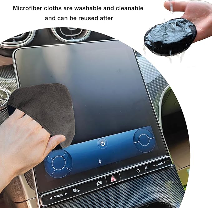 Car Screen Cleaner, Soft Microfiber Cloth Touch Screen Wipe Square Cleaning Tool, Reusable Scratch-Free Cleaning Pads for Vehicle Dashboard LCD Display Laptop Tablet