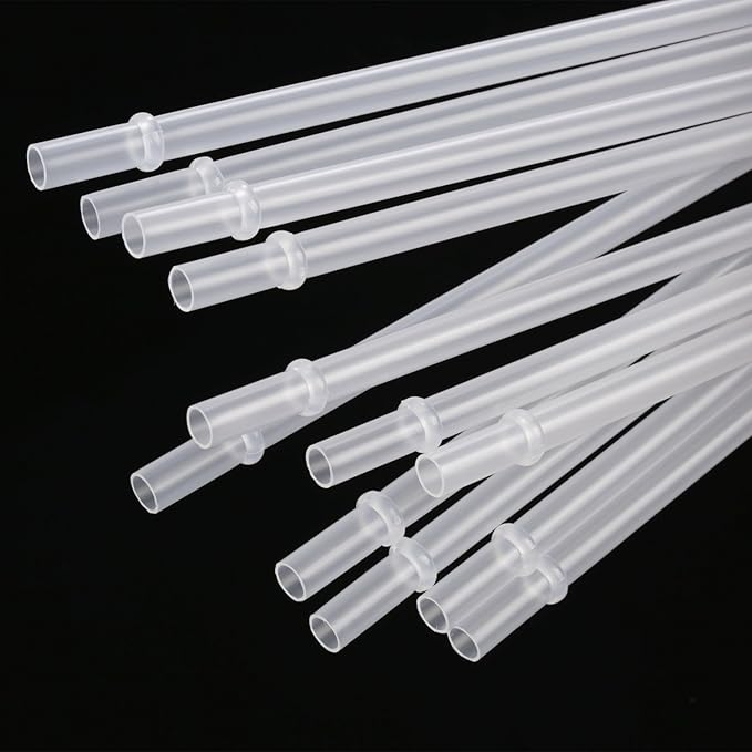 DAKOUFISH 15 inch Long Reusable Clear Plastic Replacement Drinking Straws for 128 oz & 100 oz & 64 oz water bottles,Tumblers, Set of 12 with Cleaning Brush (15inch, Clear)
