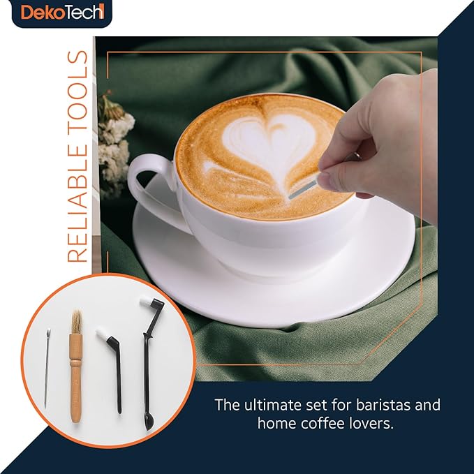 Coffee Machine Cleaning Brush Set – 4-Piece Kit with Wooden Handle and Nylon Bristles for Espresso Grinders, Group Heads & Coffee Machines