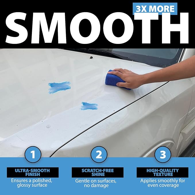 Microfiber Applicator Pad (5" X 3") (Pack of 8) Rectangle Microfiber Applicator Sponges Lint Free Soft Polishing Pads Car Wax Applicator for Detailing and Buffing - Blue