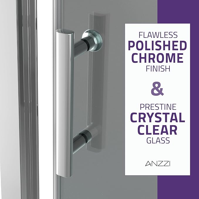 ANZZI 72 x 48 inch Framed Shower Door in Polished Chrome | Halberd Water Repellent Glass Shower Door with Seal Strip Parts | Easy Glide Rollers Sliding Shower Door | SD-AZ052-01CH