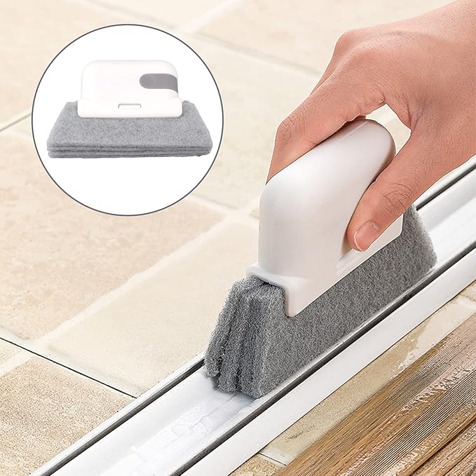 Hand held Groove Gap Cleaning Tools Window Track Cleaning Tools 5Pcs Window Track Cleaning Brush Detachable Window Groove Gap Cleaning Brush Tools with Scraper for Window Sliding Door