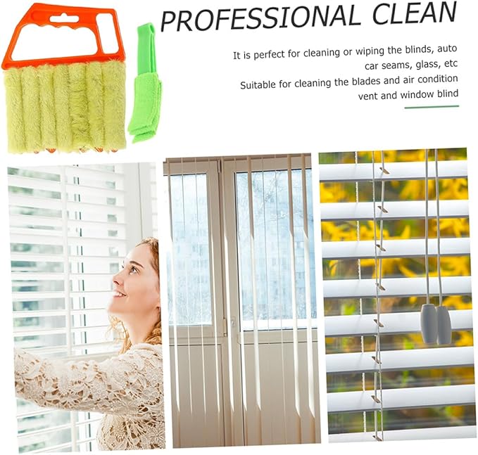 CLISPEED 2pcs Handheld Blinds Cleaning Brush Window Shutter Cleaner Brush for Air Conditioner Vents with 3-Tooth and 7-Tooth Design for Home Window Cleaning
