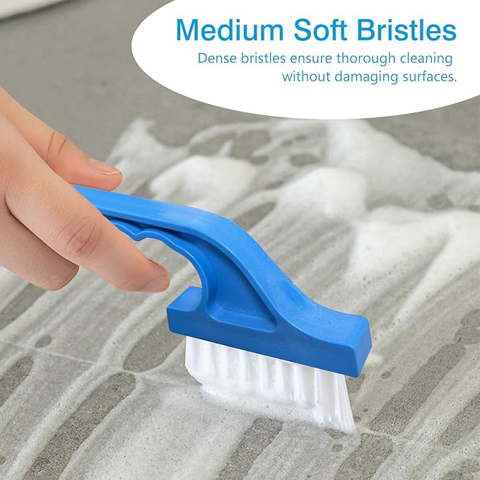 Window Track Cleaning Brush Set - 2 Pack Window and Door Track Cleaning Tools with Ergonomic Handle for Precision Cleaning, Blue and Pink