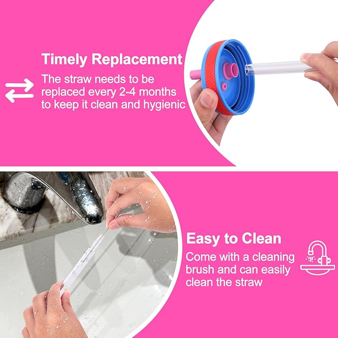 XANGNIER Replacement Straws and Bite Valve Compatible with Zak Designs Kelso 15 oz Tumbler Water Bottle,4 Pcs Silicone Straws with Cleaning Brush for Zak Designs Kelso 12 oz Cups,Hot Pink
