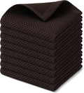 Kitinjoy 100% Cotton Kitchen Dish Cloths (12 X 12 Inches, Dark Brown), 8 Pack Waffle Weave Ultra Soft Absorbent Dish Towels for Drying Dishes Quick Drying Kitchen Towels Dish Rags