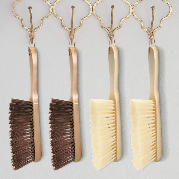 Patelai 2 Pieces Wooden Bench Brushes Fireplace Brush Natural Fiber Bench Soft Bristles Long Wood Handle Dust for Hearth Tidy Car Home Workshop Woodworking