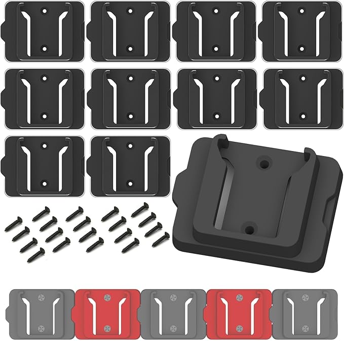 Battery Holder for Milwaukee M18 18V Battery (No Battery), 10Packs Wall Mount Batteries Storage for Wall, Work Van, Shelf, Toolbox