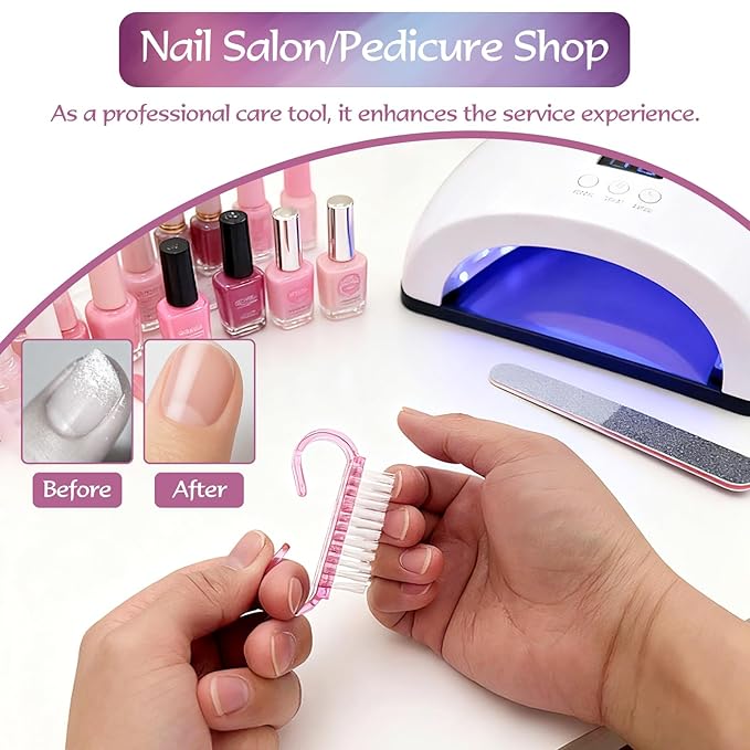 8PCS Nail Brush Cleaner Set – Handle Grip Fingernail Scrubber Brushes with Nylon Bristles for Toes, Nails, Pedicure & Multi-Purpose Cleaning