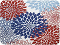 Khope 4th of July Dish Drying Mat for Kitchen Counter 18x24 Inch Patriotic Themed Navy Blue Red White Dahlia Floral Reusable Washable Modern Geometry Flower Drying Pad Countertop Home Decor