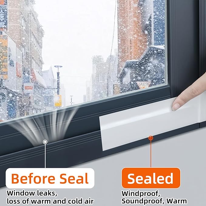 Strong Adhesive Cloth Weather Stripping Tape for Sliding Windows and Door Frames - Seal Strip for Soundproofing,Dustproof, Waterproof,and Windproof-Durable and Wear Resistant,1.8inx66FT,White