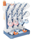 Baby Bottle Drying Rack, Vertical Bottle Rack Dryer Space Saving Bottle Drying Rack Countertop Organizer with Brush Holder for Bottles & Baby Accessories Pacifiers and Pump Part- BPA-Free(Blue)