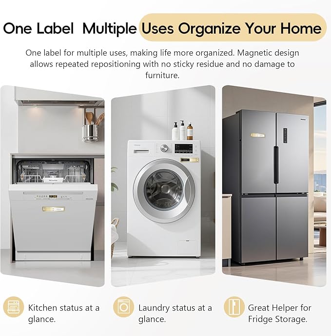 Dishwasher Magnet Clean Dirty Sign, Stainless Steel Magnetic Clean Dirty Dishwasher Sign,Matte Brushed Surface Cleaning/Dirt Indicator with Strong Magnet, Home Kitchen Organize (Brushed Gold)