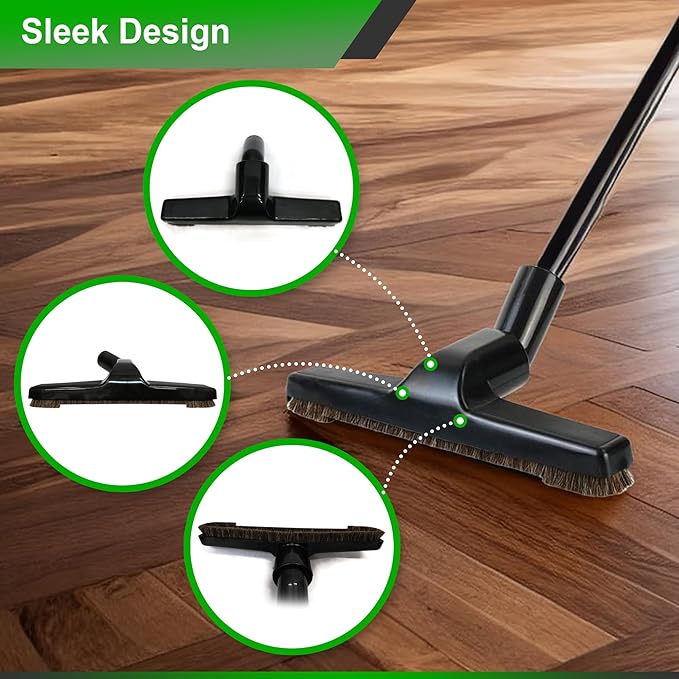 Upgraded Vacuum Floor Brush for Universal Vacuum Cleaners with 1 ¼ inch (1.25'') (32mm) Inner Diameter with Horse Hair Soft Bristles 10” Wide Black (1 Brush Only)