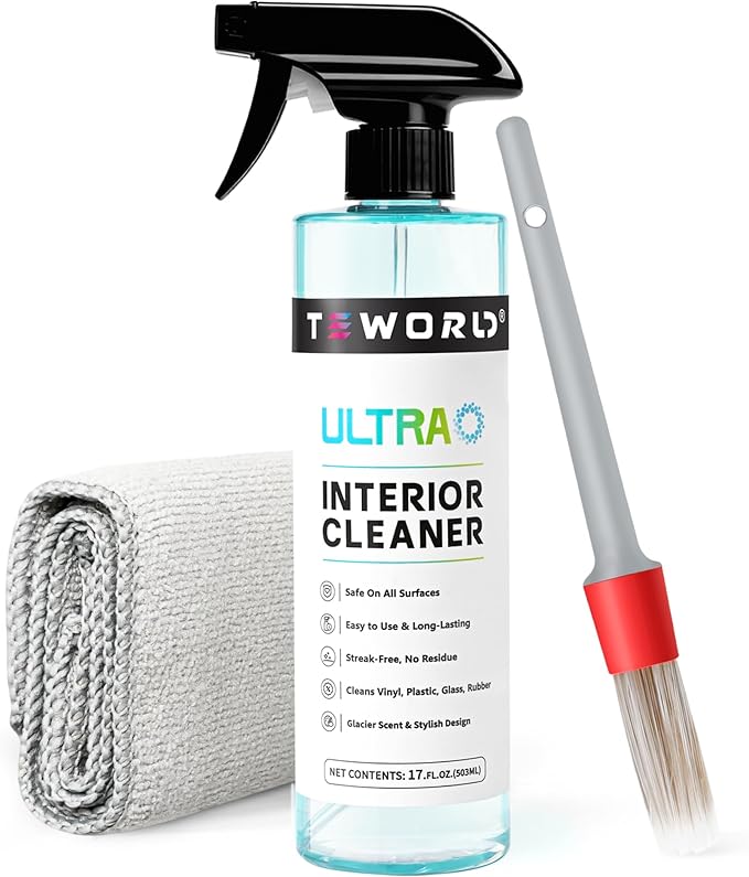 Ultra Car Interior, Seat & Upholstery Cleaner - Car Detailing Kit Removes Stains, Dirt, Oil & Grease, Safe for Leather, Vinyl, Plastic & More - Compatible with Cars, Trucks, SUVs, RVs (17Oz Ice Chill)