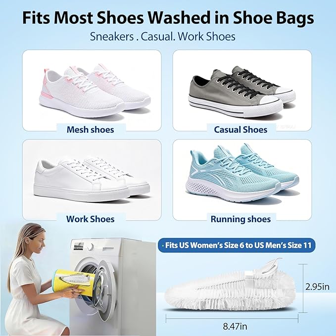 Shoe Washing Bag Cleaning Brush (2-Pack) – Interior Shoe Cleaner for Washing Machine Use, 360° Deep Clean Tool for Sneakers & Tennis Shoes