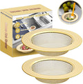 RQYEKDO 2-Pack Kitchen Sink Strainer Stainless Steel with Fine Mesh | 4.4" Wide Rim Drain Strainer | Fits Standard Sinks & Garbage Disposals (Gold)