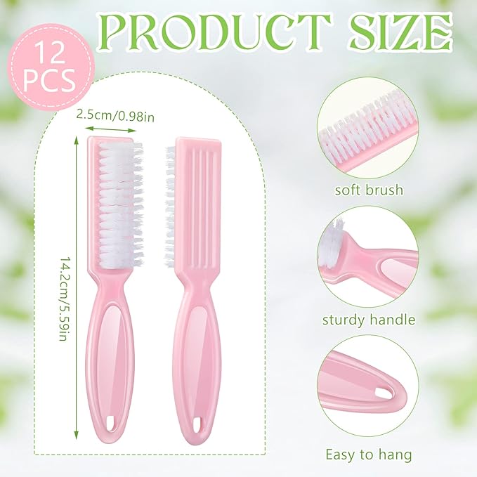 Patelai 12 Pcs Barber Clipper Brush Blade Trimmer Cleaning Brush for Fades Nail Neck Duster Manicure Salon(Light Pink)