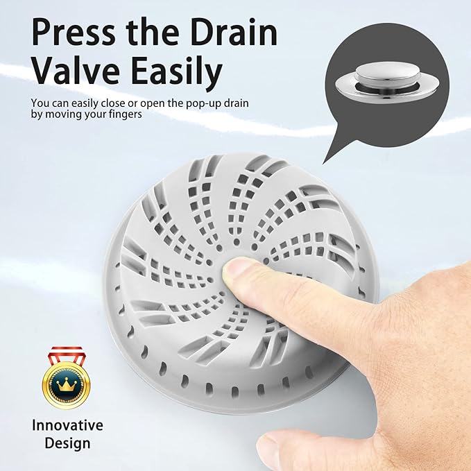 Silicone Drain Hair Catcher Bathroom Sink Bathtub Drain strainers for pop up and Regular drains (Gray)