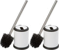 Bath Bliss Toilet Brush and Holder | Self Closing Lid | 360 Degree Brush Head | Bathroom Cleaning | Compact Size | Storage and Organization | White (Pack of 2)