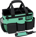 Wearable Cleaning Caddy Bag,Cleaning Supply Tote for Cleaning Supplies, Cleaning Organizer with Adjustable Shoulder and Waist Straps for Cleaners Housekeepers (Lake Green and Black, Large)