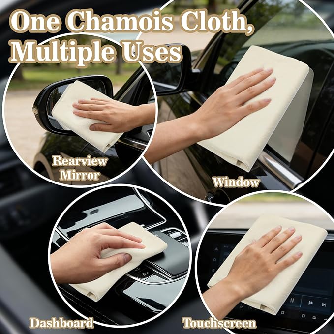 MAQIHAN Chamois Cloth for Car - Sheepskin Cleaning Cloth Car Drying Towel Real Sheepskin Leather Large Chamois Car Drying Rag Shammy Cloth for Car (5.7 sq ft)