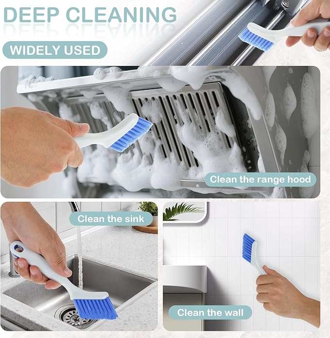 4pcs Bathroom Gap Cleaning Brush, Small Crevice Cleaning Brushes, Hand-Held Groove Gap Cleaning Tools, Sliding Door or Window Track Cleaning Brush, Ideal for Gaps, Crevices, and Window Tracks