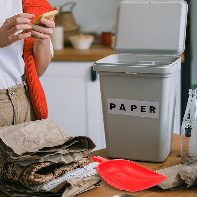 TEHAUX Red Multi-use Handheld Dustpan and Garbage Shovel for Desktop Cleaning, Small Plastic Dustpan for Kitchen and Household Waste Collection