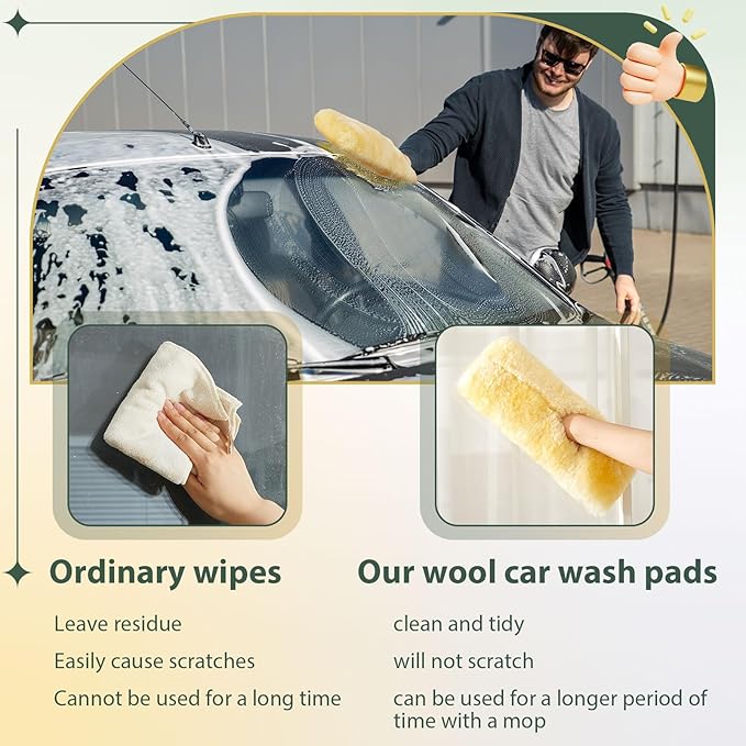 Dingion 1 Pack 13" 100% Pure Lambswool Wash Pad Replacement, Lambswool Wash Mitt for Washing Cleaning RV, Boat, Plane, Car or Truck