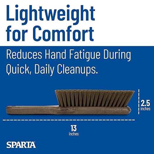 SPARTA Handheld Soft Counter Brush 8 Inch Bristle Span, Multi-Use Dust Brush with 5 Inch Handle for Tables, Countertops, and Delicate Surfaces, Polyester, Brown, (Pack of 6)