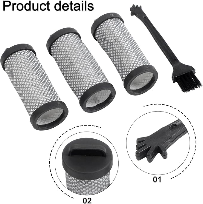 Washable HEPA Filters for JIGOO T600 Vacuum Cleaner - 99.97% Filtration Efficiency, Reusable High-Efficiency Filter with Plastic Frame, Includes 3-Pack + Cleaning Brush