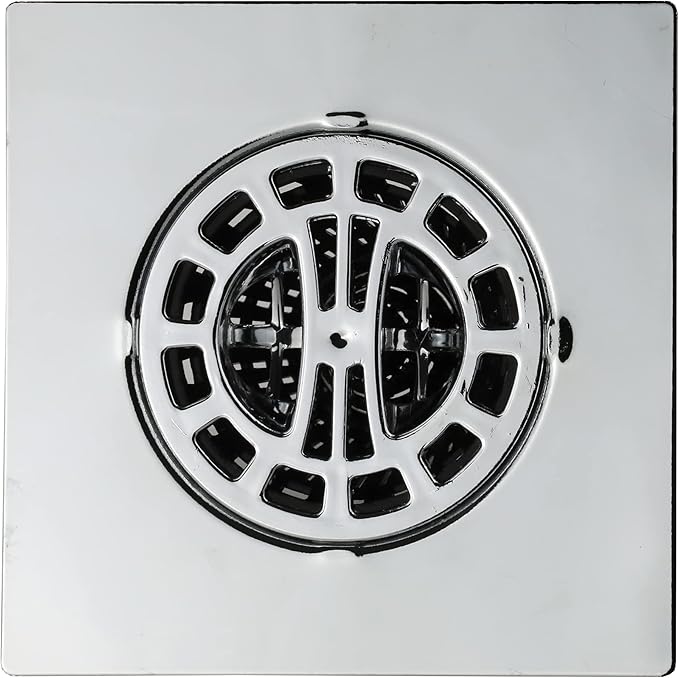 Danco Square Shower Drain Hair Catcher for Stand-Alone Shower Drain, 4-1/4 in. Shower Drain Cover, Shower Drain Protector, Chrome (11015)