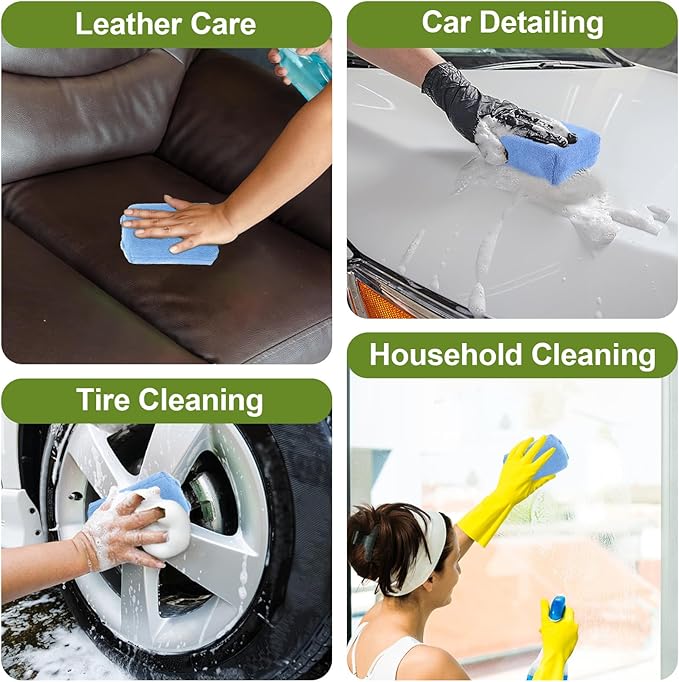 16 PCS Microfiber Applicator Pad, 4.7"x3.1" Scratch-Free Foam Buffing Scrub Pads, Car Wash Sponges for Effortless Detail Polishing, Waxing, Tire Shining, Interior Cleaning, Scrubbing (Blue)