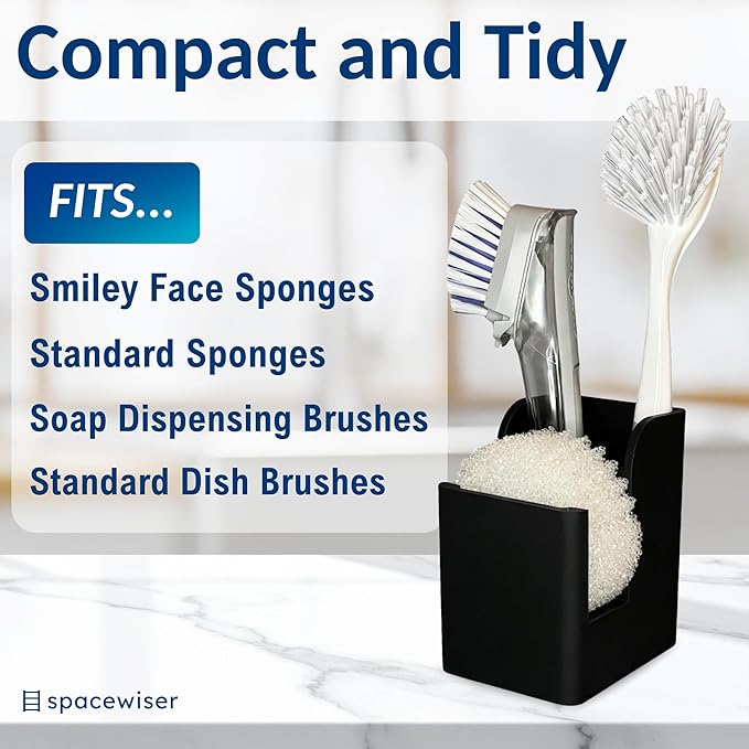 TidyNook Silicone Sink Caddy - Sponge Holder for Kitchen Sink, Dish Brush Holder, Fits Scrub Daddy Sponges, Scrub Mommy, and all Dish Sponges, Compact Kitchen Sinks Organizer Caddy, No Rust