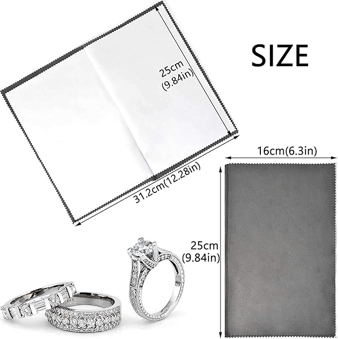 SEVENWELL Silver Polishing Cloth, Jewelry Cleaner Cloth for Sterling Silver Jewelry, Gold, Platinum, Silverware, Diamonds, Gemstones, Coins (4pcs Dark Gray)