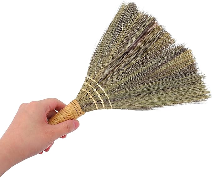 2pcs Handwoven Soft Bristle Indoor Brooms with Detachable Handle, Lightweight 74cm Grass Cleaning Brush Set for Household Dust Sweeping